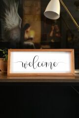 Welcome Ahşap Çerçeve Tablo 42 cm