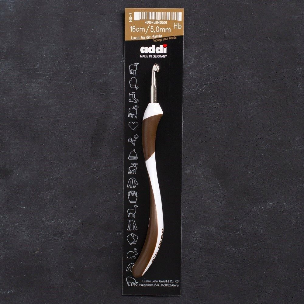 Addi Swing 5mm 16cm Kahverengi Ergonomik Yün Tığ -