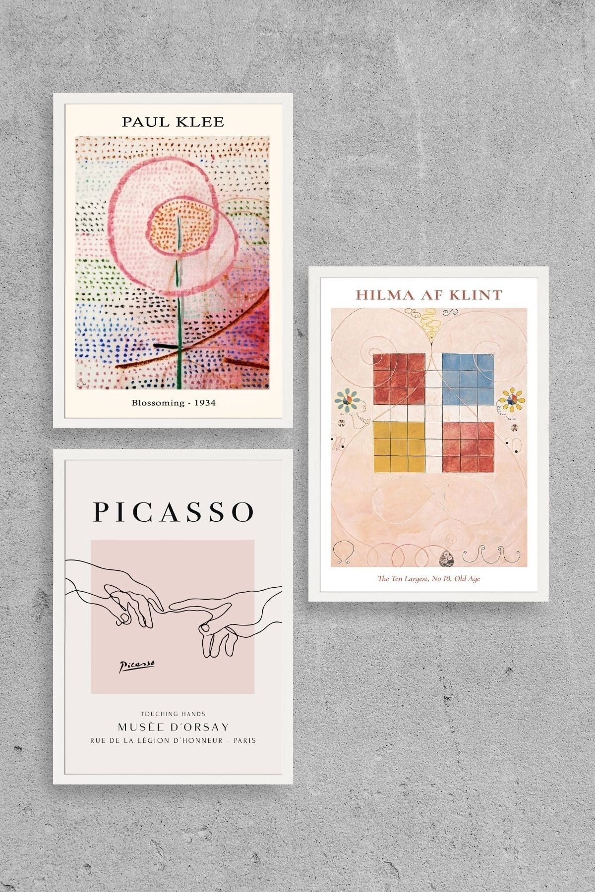 Ünlü Tablolar Üçlü Ahşap Çerçeveli Tablo 23 x 30