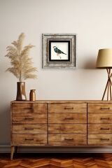 Yeşil Kuş Çerçeveli Taş Tablo 20 cm