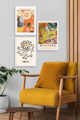 Ünlü Tablolar Üçlü Ahşap Çerçeveli Tablo 50 x 70