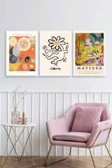 Ünlü Tablolar Üçlü Ahşap Çerçeveli Tablo 50 x 70