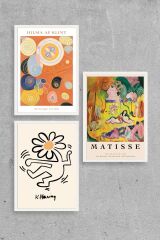 Ünlü Tablolar Üçlü Ahşap Çerçeveli Tablo 50 x 70