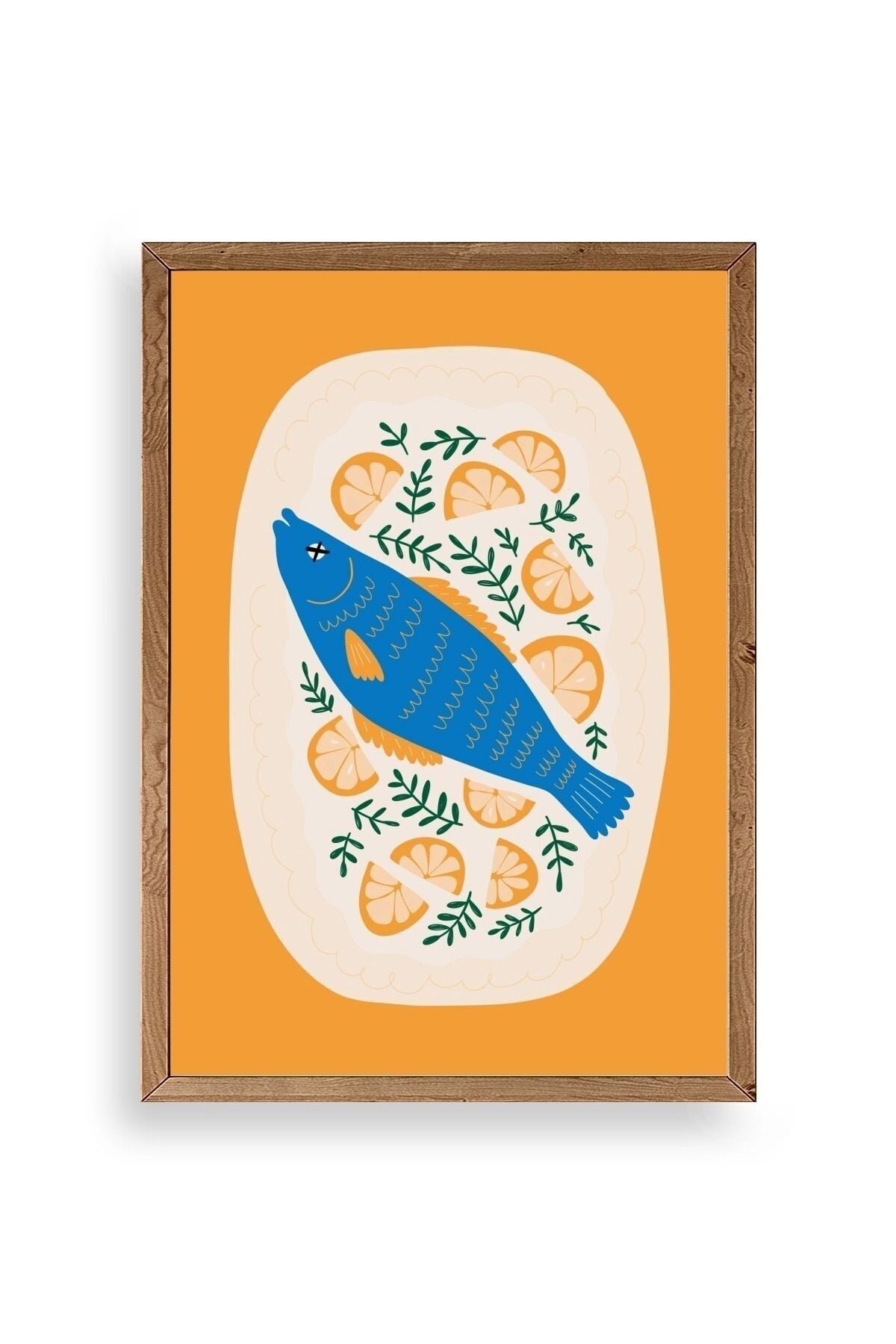 Balık Ahşap Çerçeveli Tablo 30 x 42