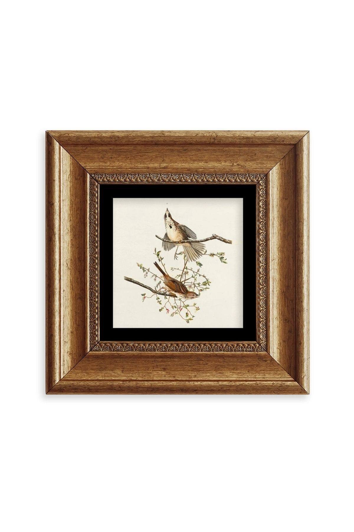 Yabani Dal Serçe Çerçeveli Taş Tablo 20 cm