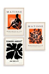 Matisse Üçlü Ahşap Çerçeveli Tablo 50 x 70