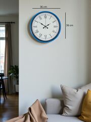 Zentime 36 Cm Mavi Dekoratif Duvar Saati