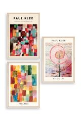 Paul Klee Üçlü Ahşap Çerçeveli Tablo 50 x 70