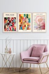 Paul Klee Üçlü Ahşap Çerçeveli Tablo 50 x 70