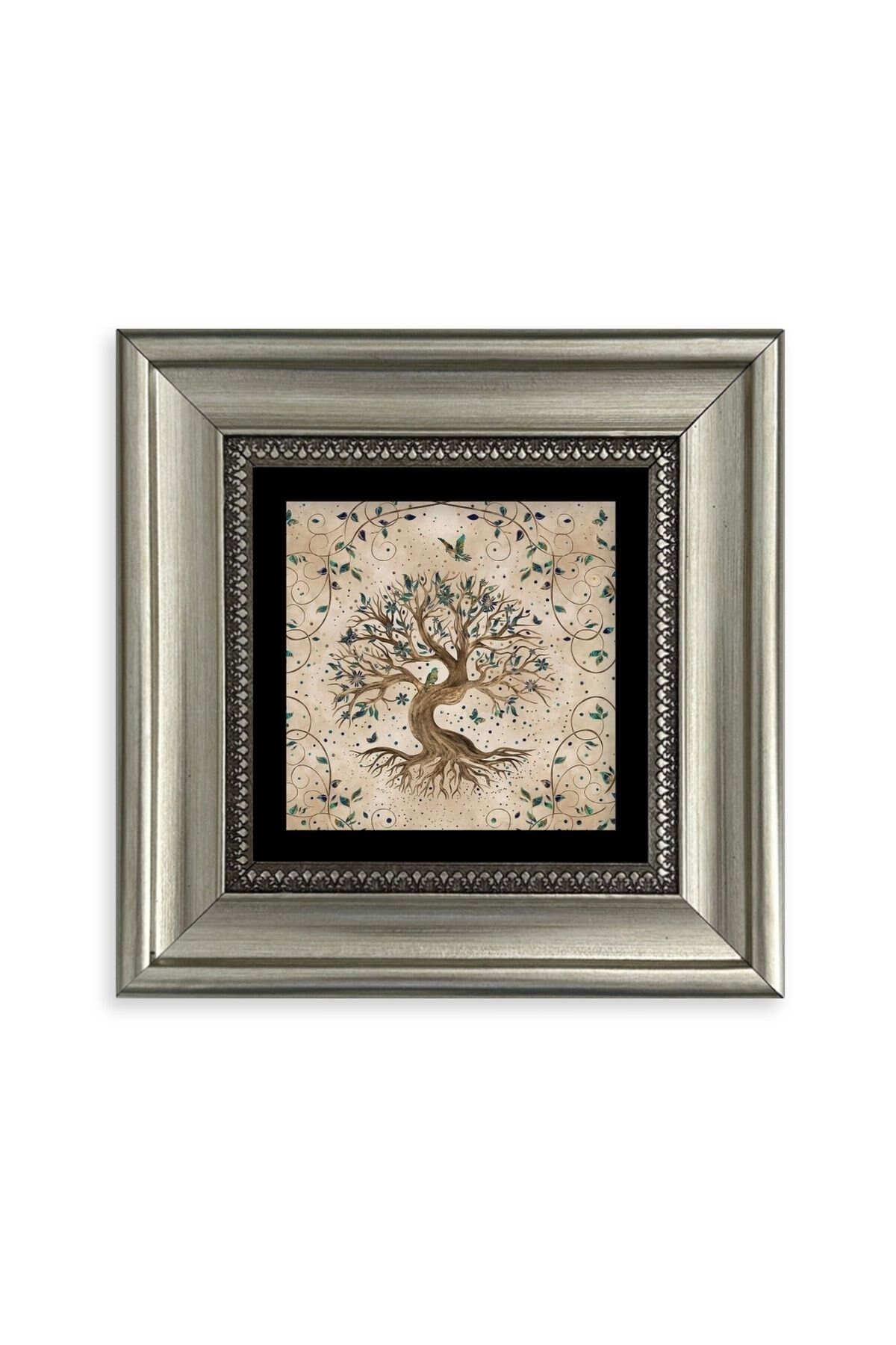 Hayat Ağacı Çerçeveli Taş Tablo 20 cm