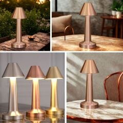 BUFFER® Çatı Model Bronz Renk Şarjlı Dokunmatik 3 Renkli LED Masa Lambası