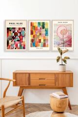 Paul Klee Üçlü Ahşap Çerçeveli Tablo 30 x 40