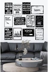 Sözler Temalı 12 Parça Ahşap Poster Tablo Duvar Dekoru 30 x 40