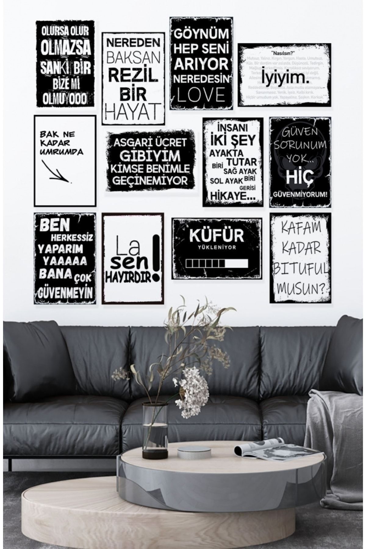 Sözler Temalı 12 Parça Ahşap Poster Tablo Duvar Dekoru 15 x 20