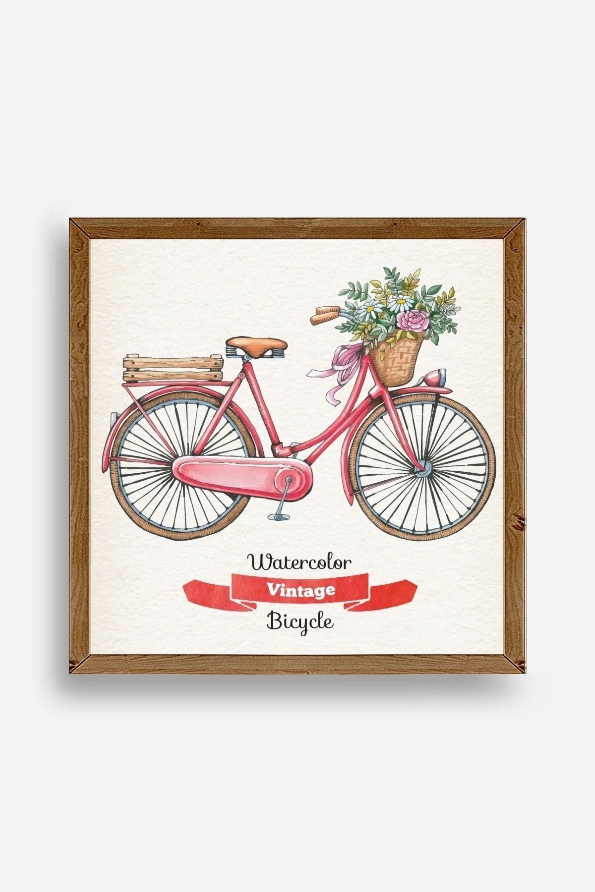Bisiklet Ahşap Çerçeveli Tablo 23 x 23