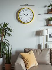 Zentime 36 Cm Sarı Dekoratif Duvar Saati