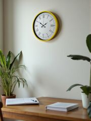 Zentime 36 Cm Sarı Dekoratif Duvar Saati