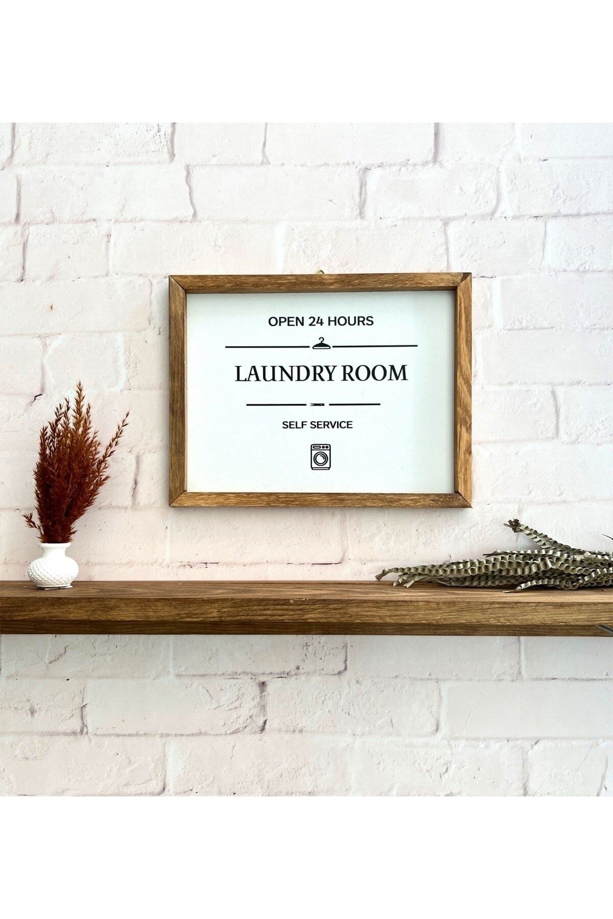 Banyo Laundry Room Ahşap Çerçeve - Beyaz Zemin 10 x 10
