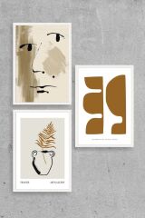 Modern Üçlü Ahşap Çerçeveli Tablo 23 x 30