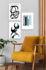Modern Üçlü Ahşap Çerçeveli Tablo 23 x 30