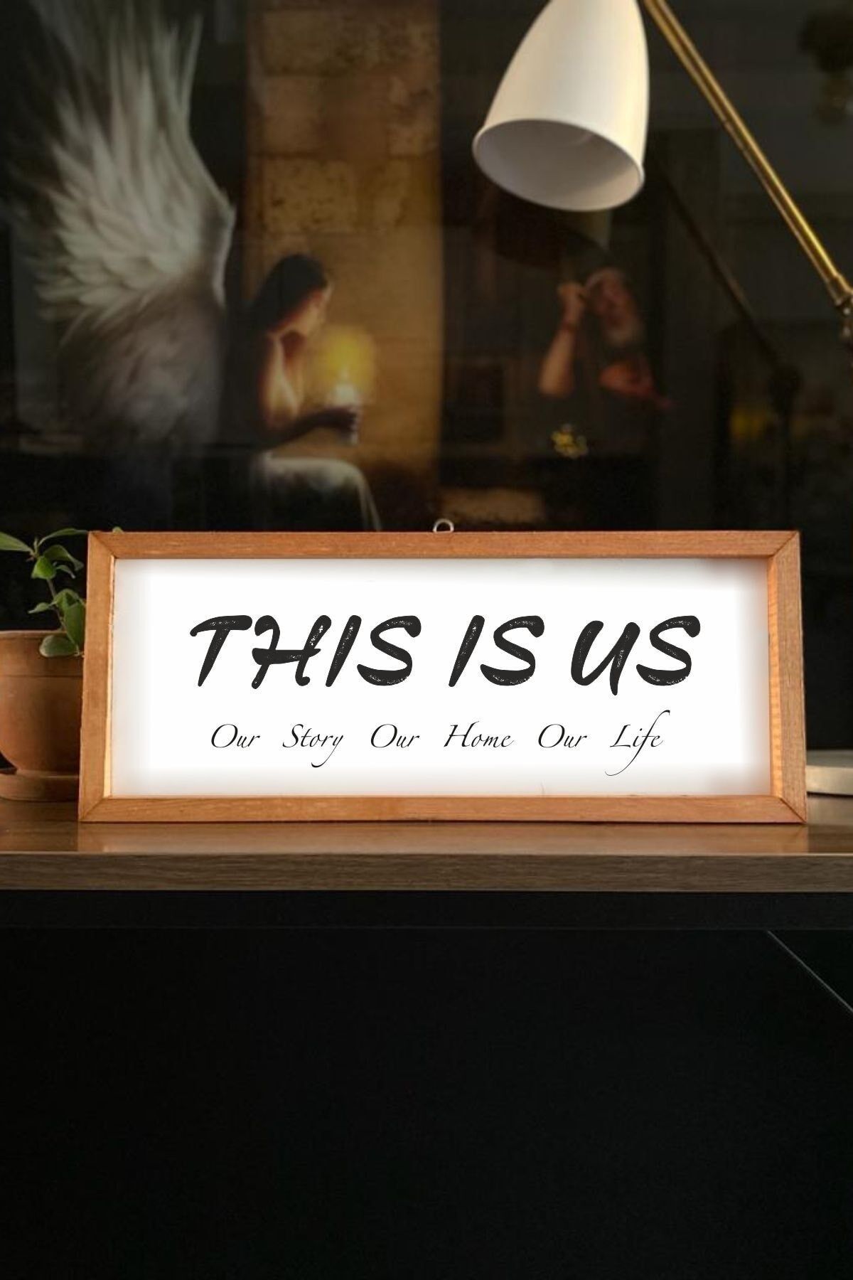 This Is Us Ahşap Çerçeveli Duvar Mottosu 50 x 110