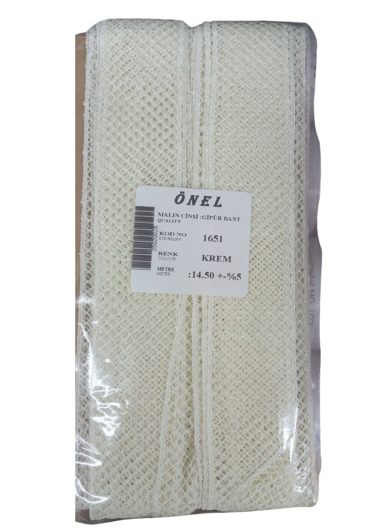 Dantel Polyester Güpür Bant Krem 14,50 Metre En 3 cm ON-1651-KR