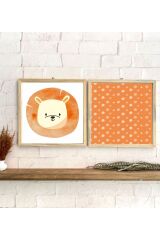 Çocuk Odası Aslan Temalı Çerçeveli Set Tablo 30 x 30