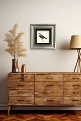 Yeşil Kuş Çerçeveli Taş Tablo 20 cm