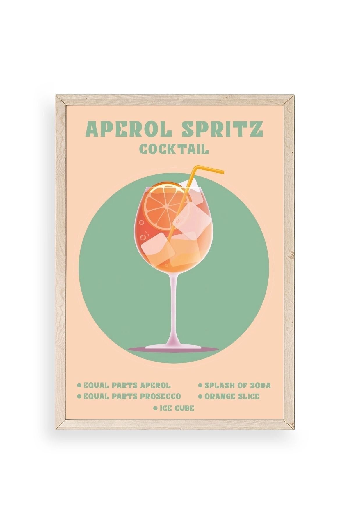 Aperol Spritz Ahşap Çerçeveli Tablo 23 x 30