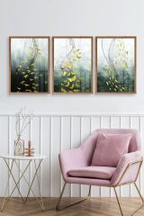 Manzara Üçlü Ahşap Çerçeveli Tablo 23 x 30