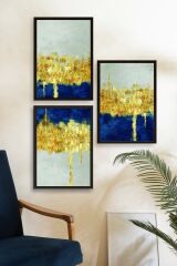 Ünlü Tablolar Üçlü Ahşap Çerçeveli Tablo 40 x 60