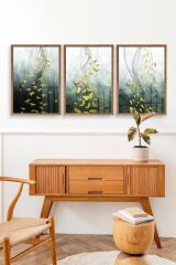 Manzara Üçlü Ahşap Çerçeveli Tablo 50 x 70