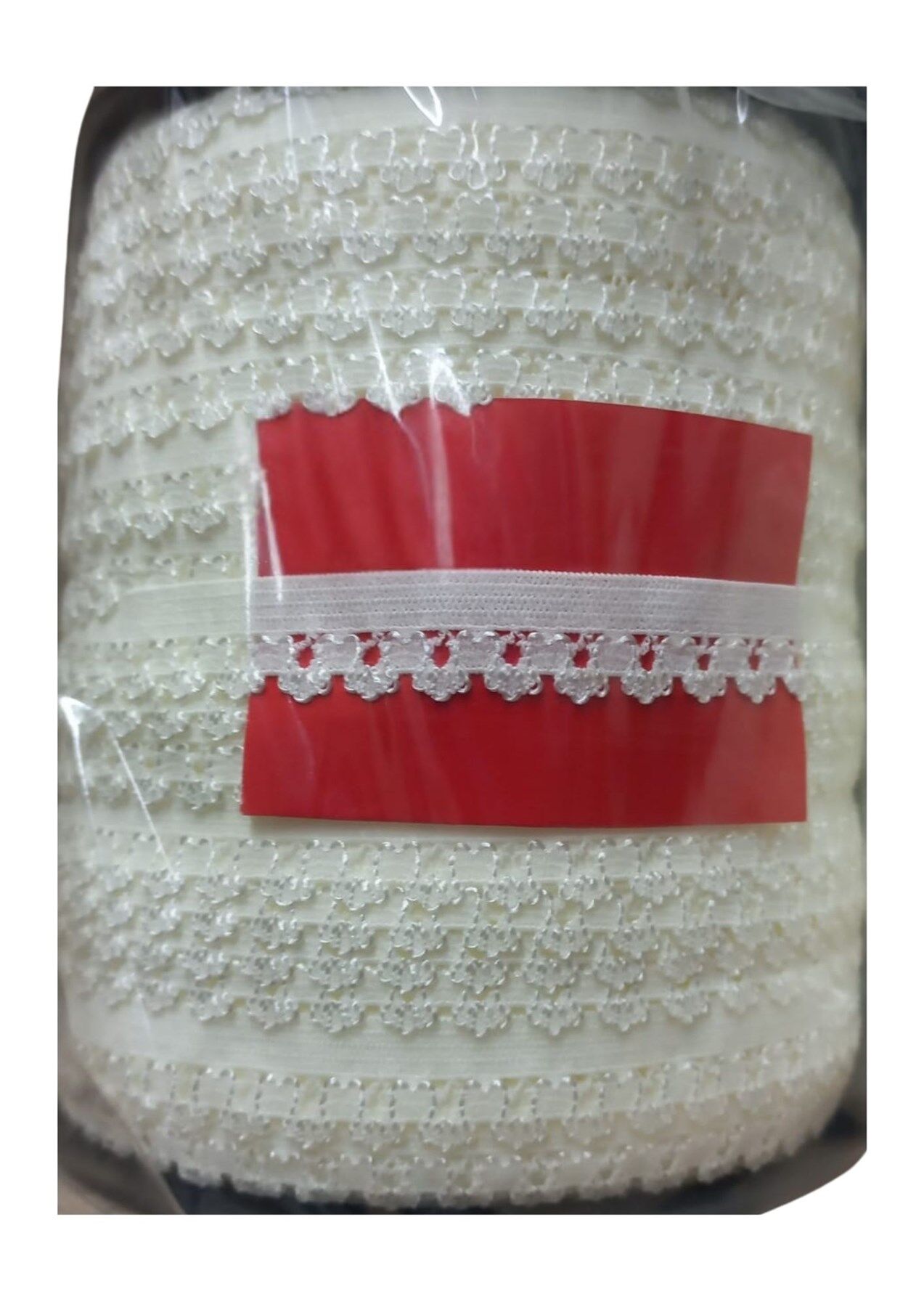 Çamaşır Lastiği Dantelli 1 cm 1 Metre Kırık Beyaz