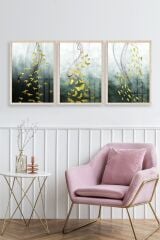 Manzara Üçlü Ahşap Çerçeveli Tablo 50 x 70