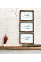 Banyo Wash Your Hands Brush Your Teeth Comb Your Hair Ahşap Çerçeve 17 x 23