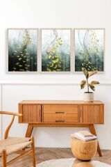 Manzara Üçlü Ahşap Çerçeveli Tablo 17 x 23