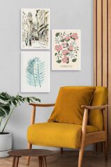 Harmony Üçlü Ahşap Çerçeveli Tablo 50 x 70