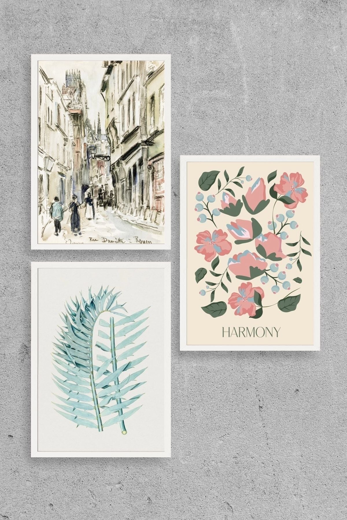 Harmony Üçlü Ahşap Çerçeveli Tablo 40 x 60